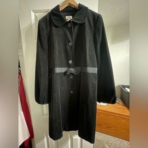 Loft vintage velveteen belted swing long coat